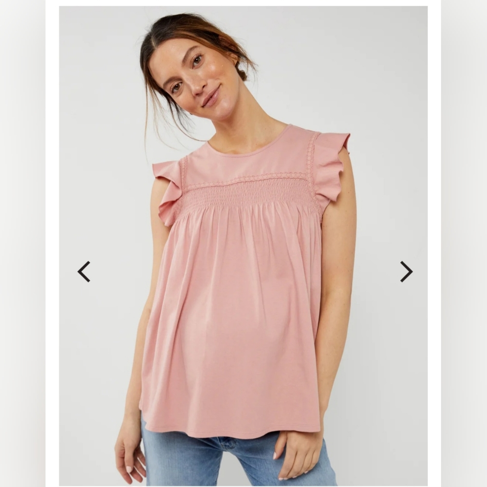 Pea in the Pod Ruffle Sleeve Smocked Popover Tank